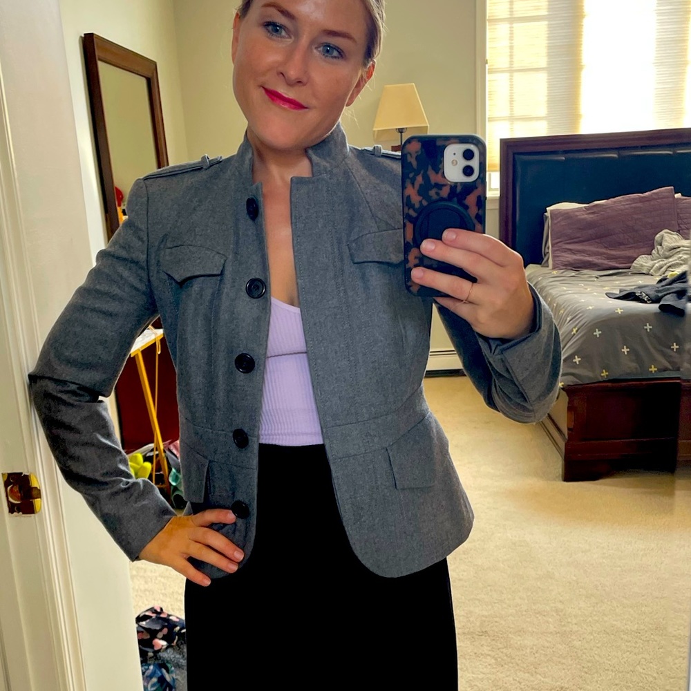 Gray military style blazer